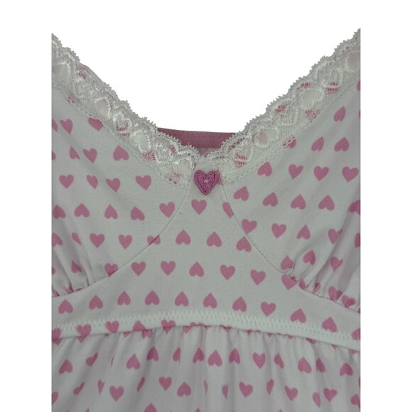 Laura Ashley Y2K Revive Croquette White Lace Trim Pink Hearts Print Babydoll Top - Picture 3 of 16